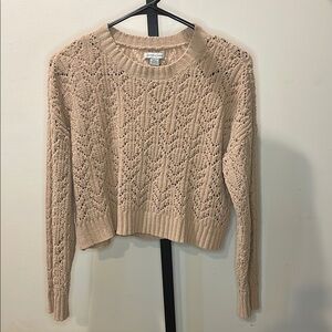 American Eagle Outfitters Cream Crew Neck Sweater with Cable Knit